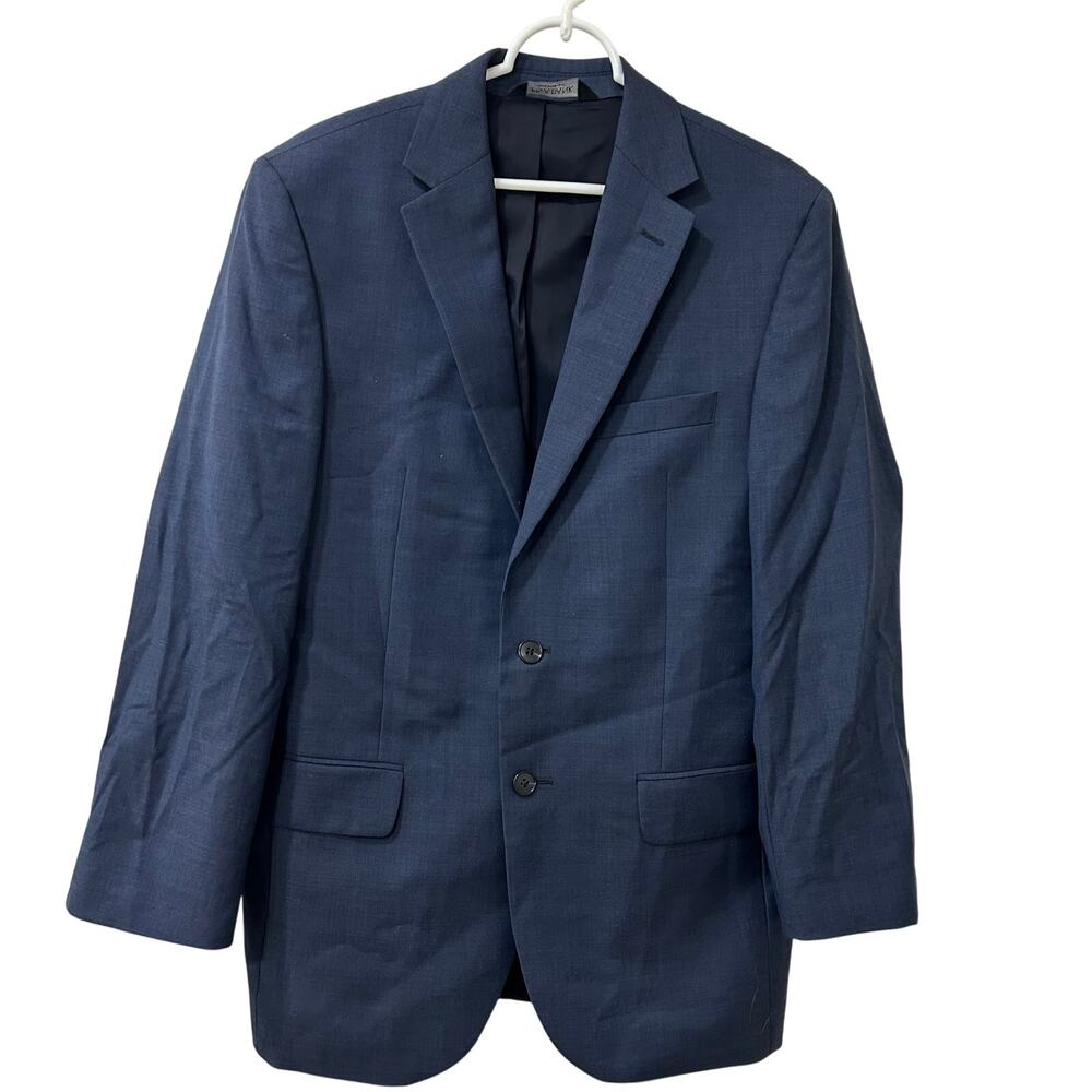 Joseph A. Bank Travelers Mens Sz 41 R Blue 100% Wool Suit Jacket Blazer Office